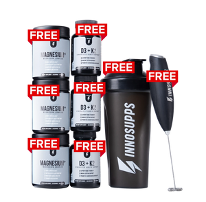 3 Magnesium+, 3 D3 + K2, 3 Natural BCAA, Shaker & Frother Special Offer